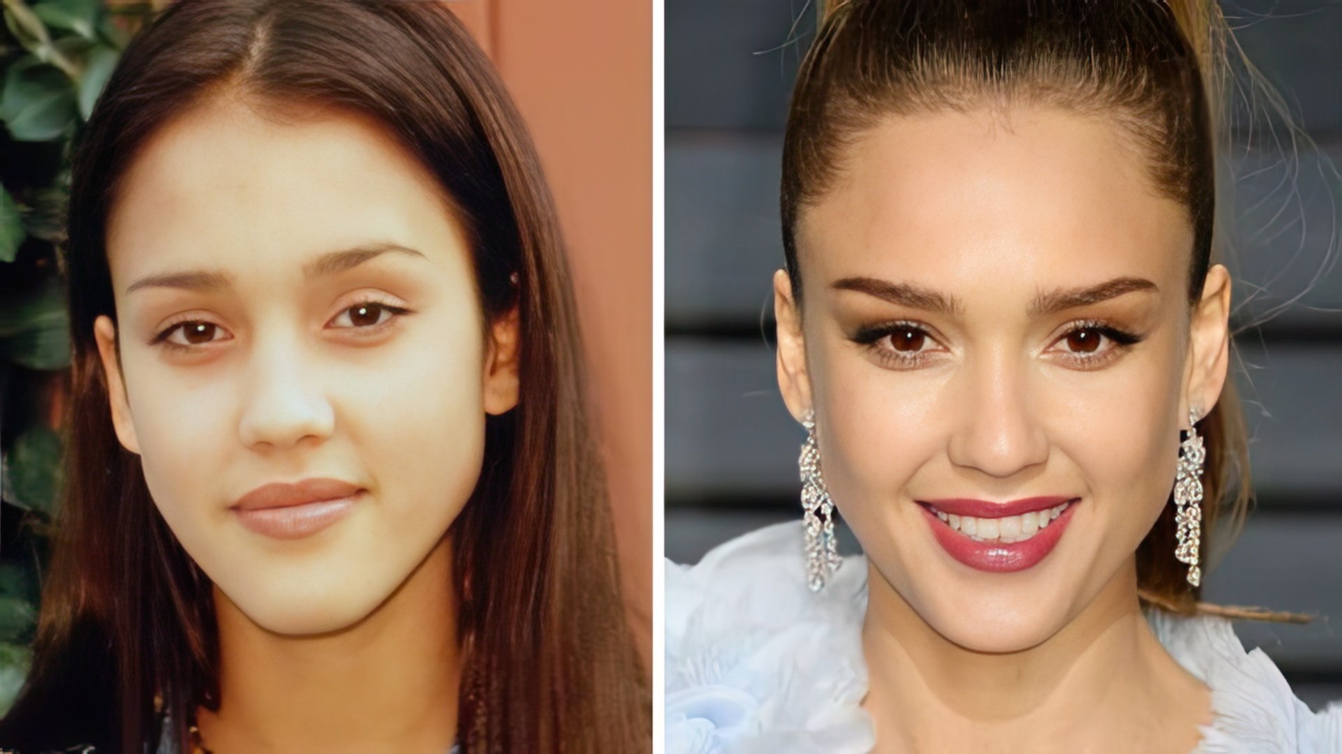 Jessica Alba en su juventud y ahora