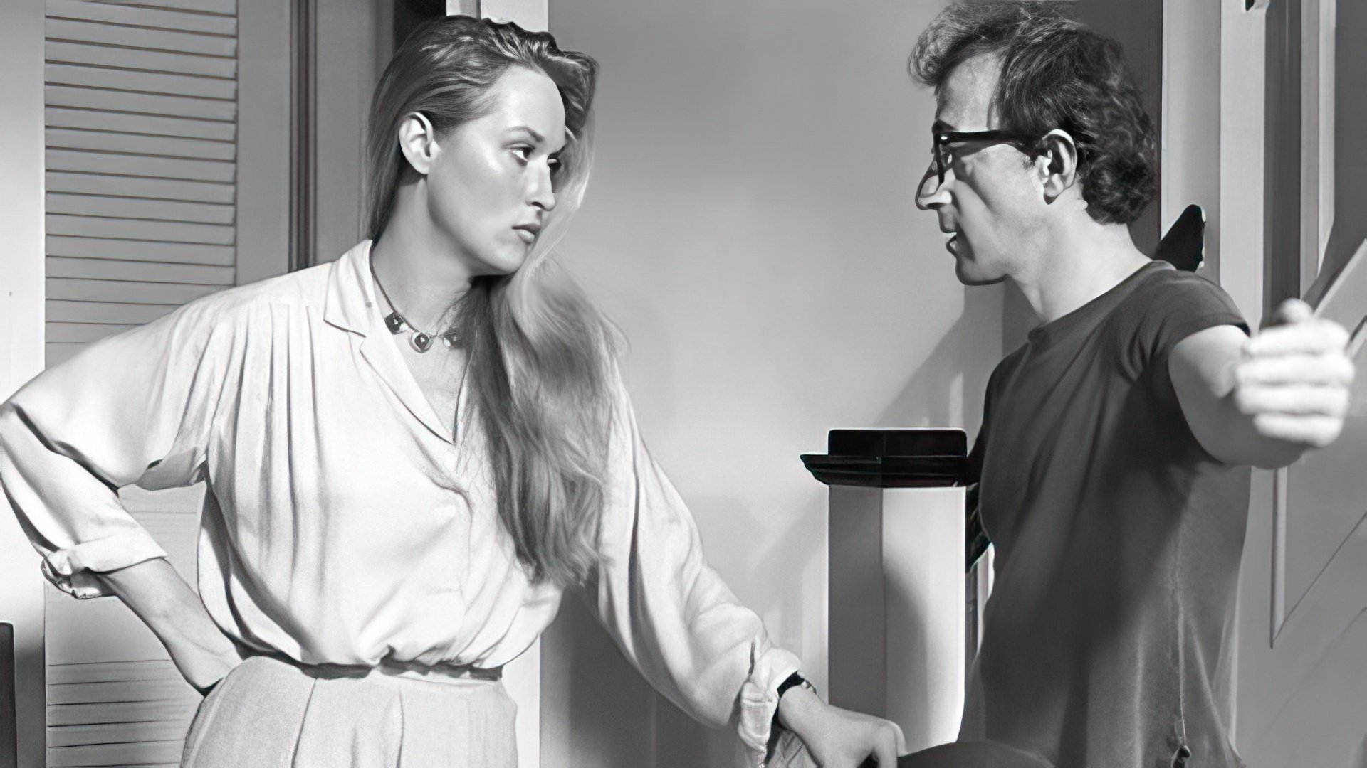 Meryl Streep y Woody Allen en el set de Manhattan