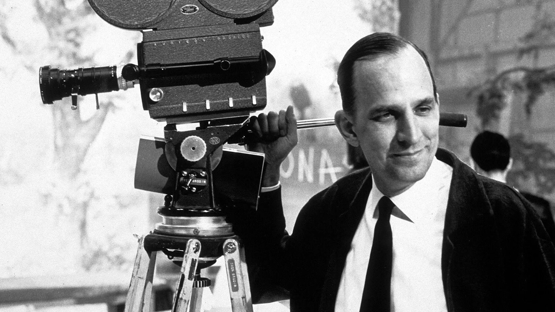 Young Ingmar Bergman near a movie camera