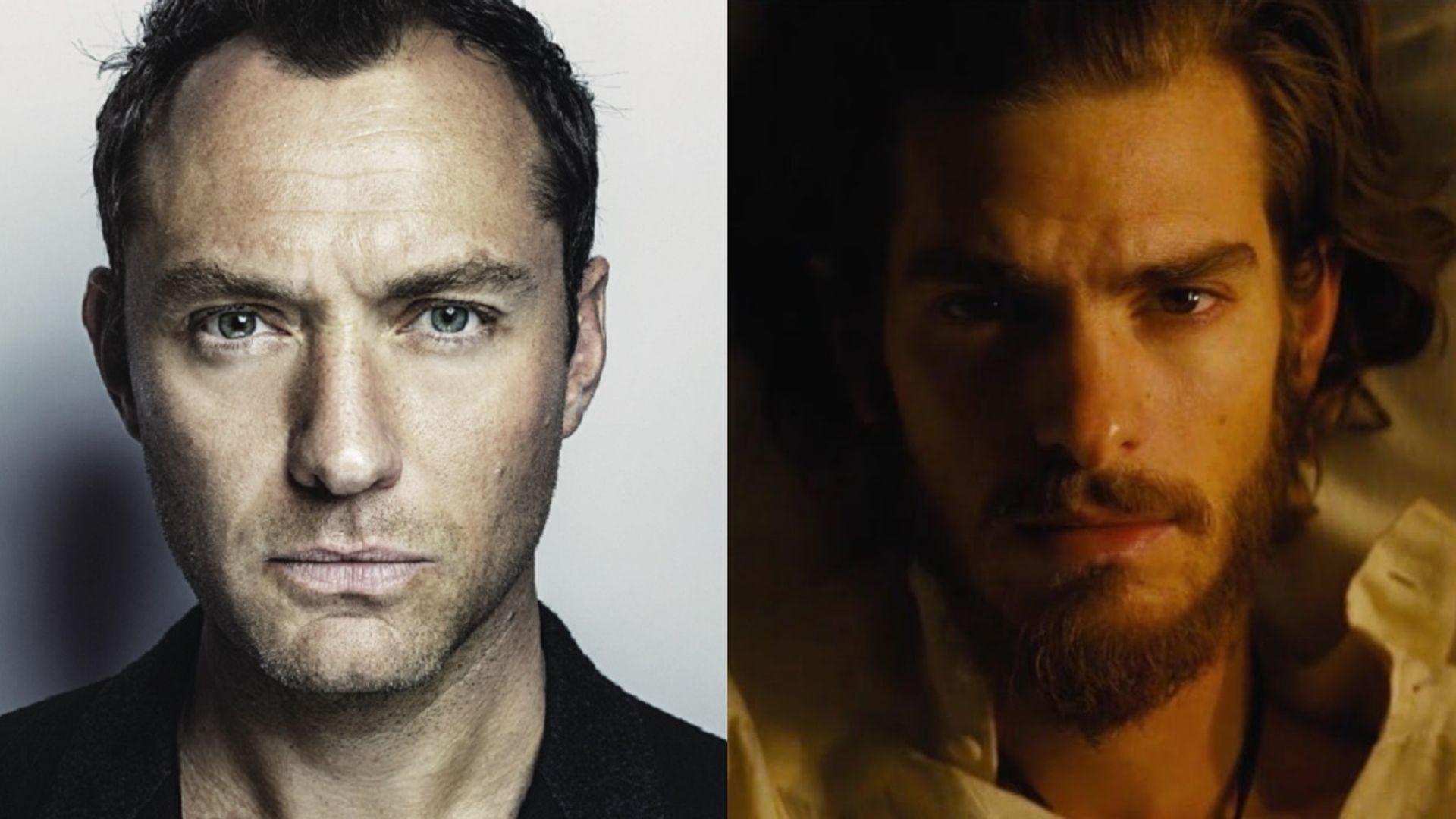Jude Law y Andrew Garfield mirando a la cámara
