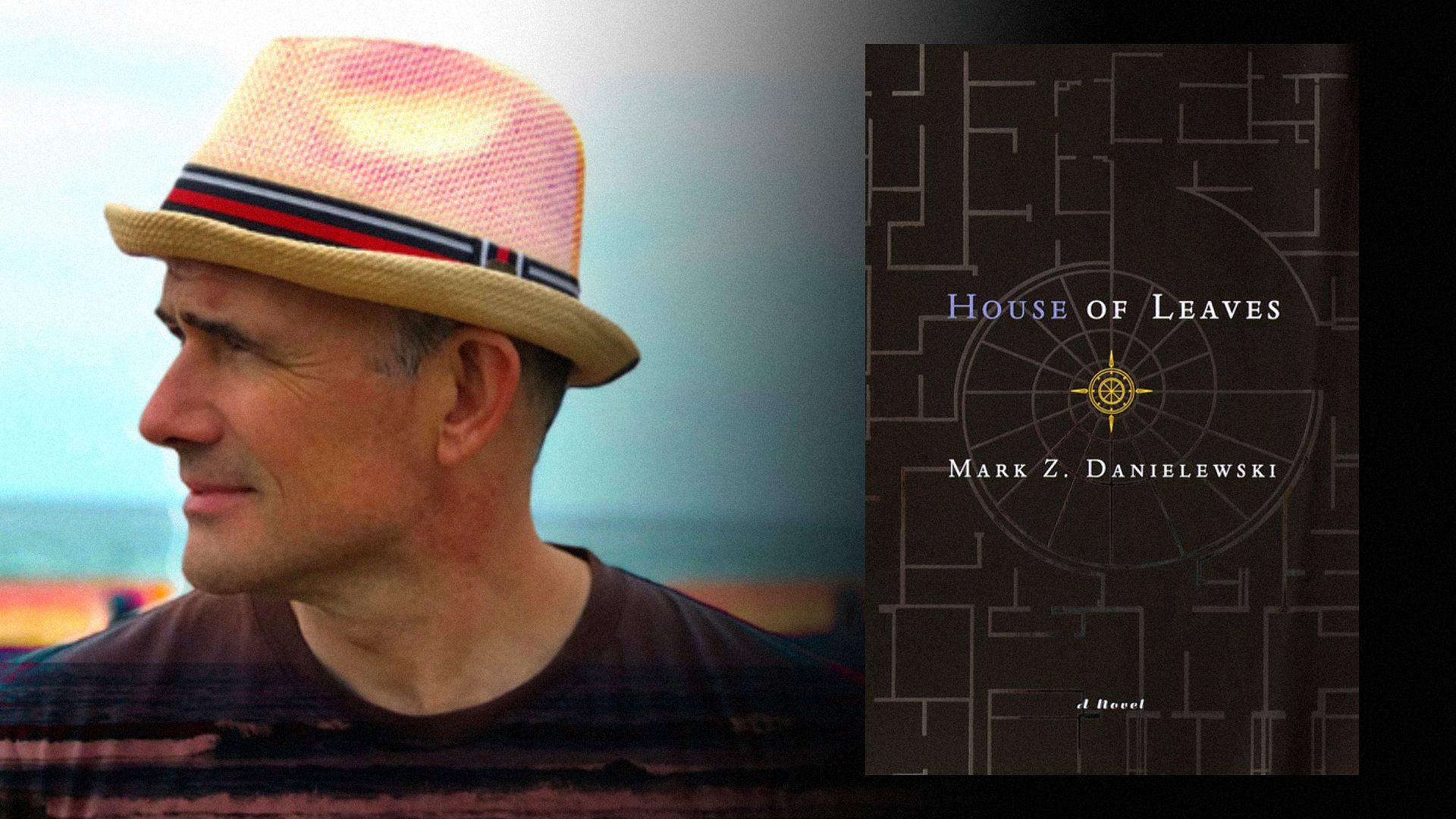 El escritor Mark Danielewski con sombrero y camiseta negra