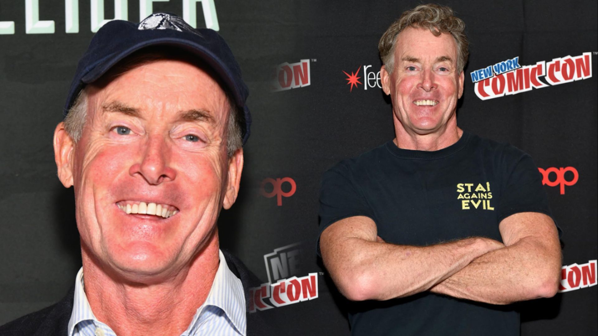 El actor John C. McGinley con una camiseta oscura y gorra, sonriendo